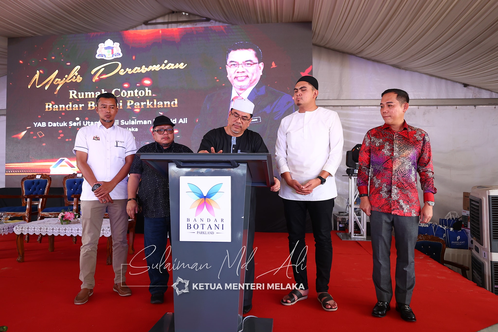 Majlis Perasmian Rumah Contoh Bandar Botani Parkland Fasa 2, Jasin, Melaka telah disempurnakan oleh YAB Datuk Seri Utama Haji Sulaiman Bin Md. Ali, Ketua Menteri Melaka pada 25 September 2022.